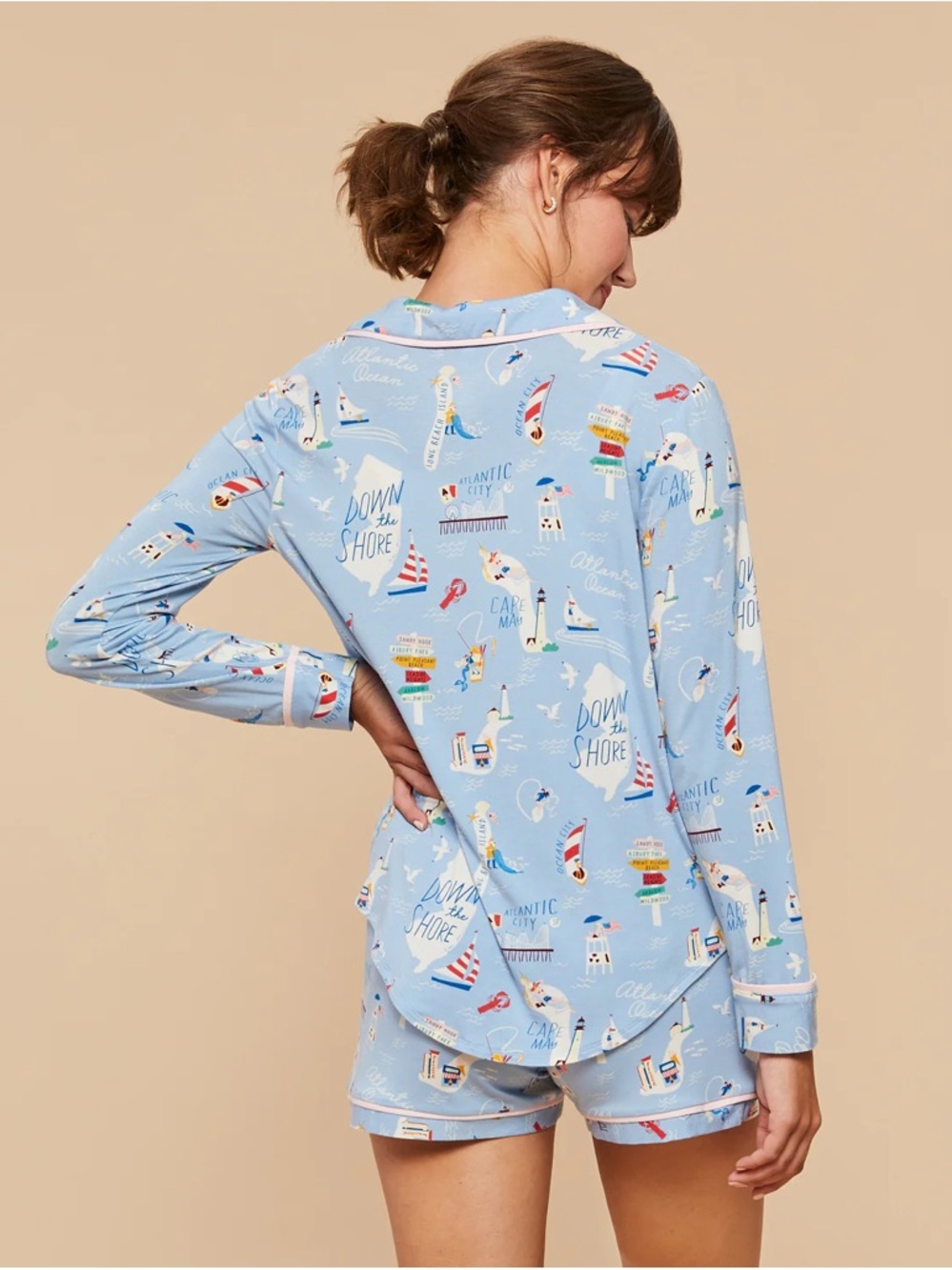 Spartina 449 Down The Shore New Jersey Shorts and Long Sleeve Top Size Med